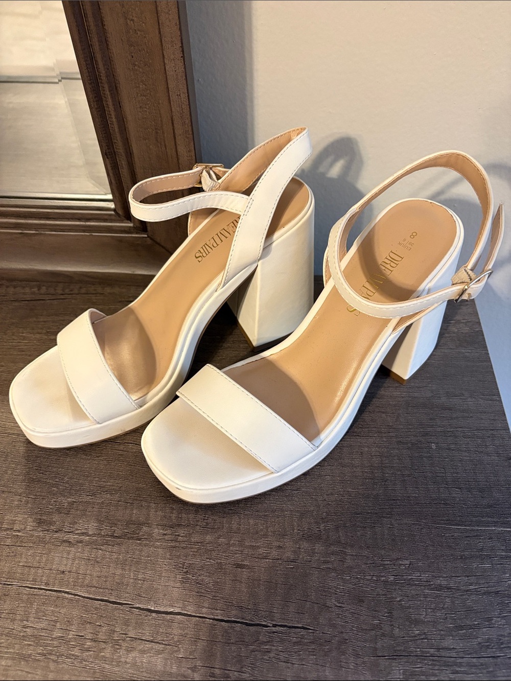 Dream Pairs White Block Heel Ankle Strap Sandals